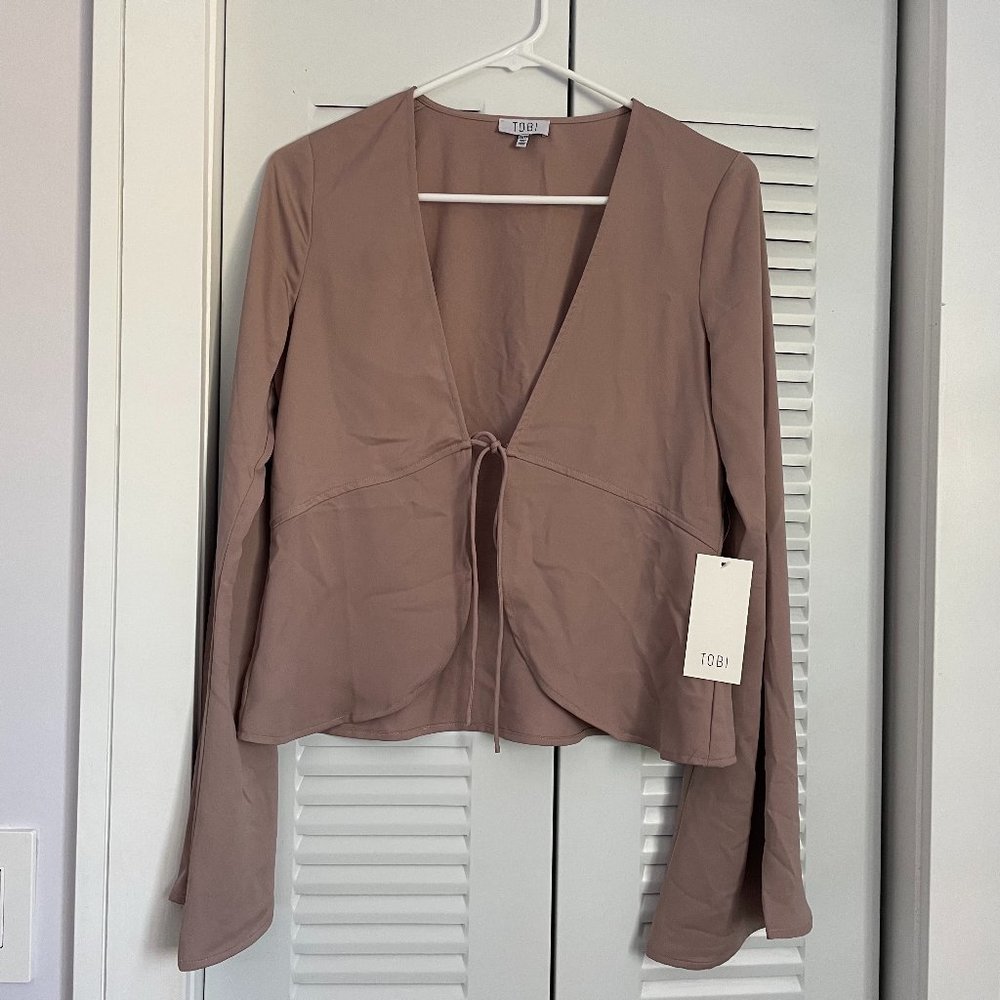Tobi Long Sleeve Front Tie Blouse